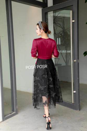 醋酸拼接连衣裙????，女装连衣裙，珀莎