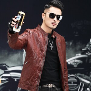 YC1833海宁男士Z植鞣皮衣外套修身立领机车绵羊皮皮衣男P800，男装皮衣，电商B360