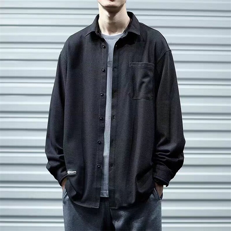 美式复古衬衫男春秋潮流简约上衣宽松百搭休闲夹克外套CS60-P37图片