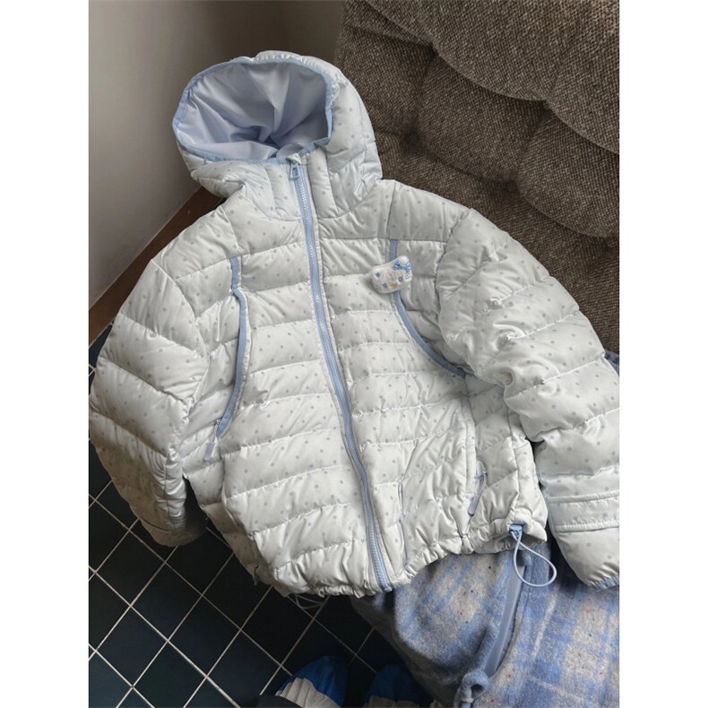 1506A/G79100/P94韩系蓝色甜美波点连帽排骨棉服,男装棉衣,星座1506A