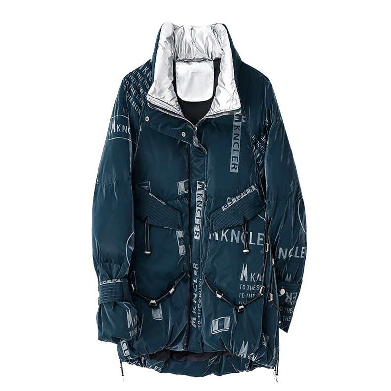 时尚保暖女士亮面印花字母羽绒服冬季新款轻薄显瘦外套,女装羽绒服,阿舍尔精品