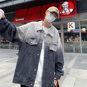 牛仔外套男韩版潮流渐变色2023秋冬新款ins宽松百搭夹克W3880-P62图片