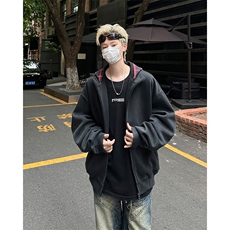 2024港风文艺纯色卫衣男春秋宽松潮流长袖打底衫，男装T恤，星座716-3