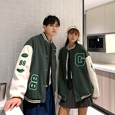 潮牌字母刺绣棒球服男2021美式街头嘻哈宽松毛呢外套W2126-P56，男装夹克，星座512-4