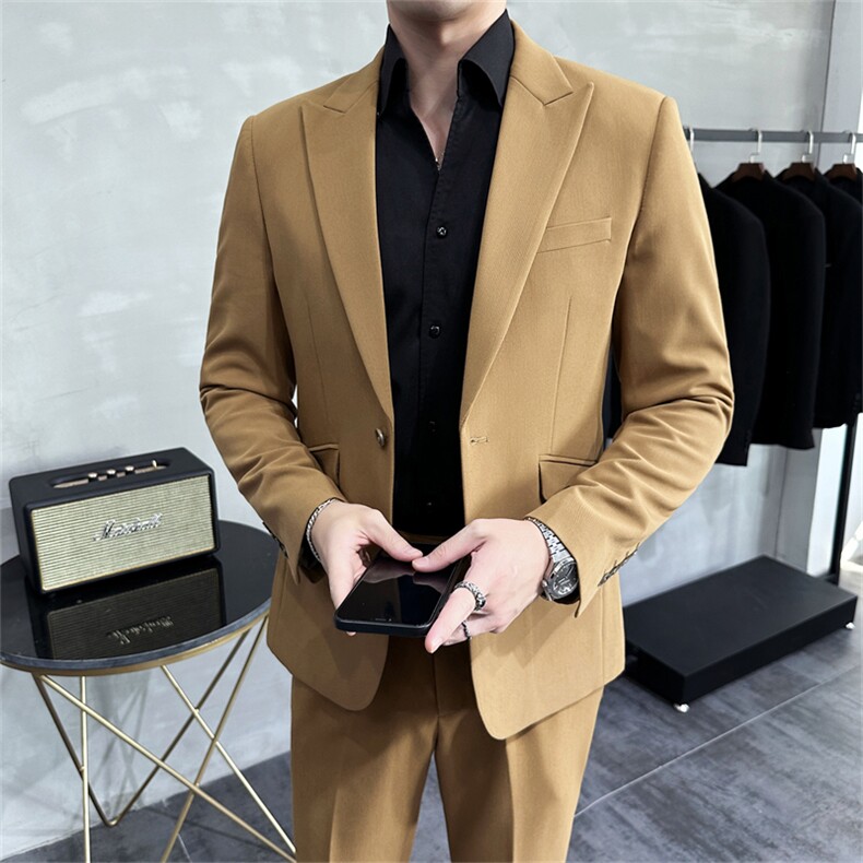 秋冬韩版修身西装套装两件套男士休闲轻熟风男装小西服痞帅外套潮，男装西服套装，星座505-2（原电商A260-1)