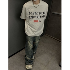 港风字母印花大码短袖T恤男DT77774P18块特价控38：供抖音视频，男装T恤，星座227-7