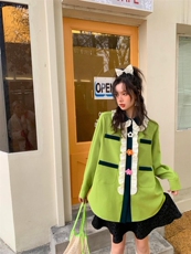 小花朵草绿衬衫，女装衬衫，YOUER DENG