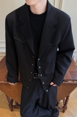 西装领夹克2025秋季松石绿纽扣短款休闲外套男XZ514-2-JK993-P98，男装夹克，星座514-2(原B239)