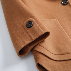 短款双面呢大衣女小个子2025秋新款赫本风七分袖高端驼色羊绒外套，女装双面呢大衣，媚琳依坊