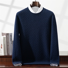 2025年秋季新款百搭七针后螺纹套头衫，男装针织衫/毛衣，榆莲羊绒