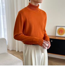 高领毛衣男生秋冬季简约纯色针织衫男士修身保暖翻领毛衣G20，男装针织衫/毛衣，星座1116A-2（原606A-1）