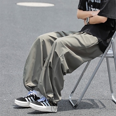 休闲裤男士韩版潮流痞子帅气褶皱束脚裤2024夏秋isn长裤K5522-P38，男装休闲裤，星座412-3