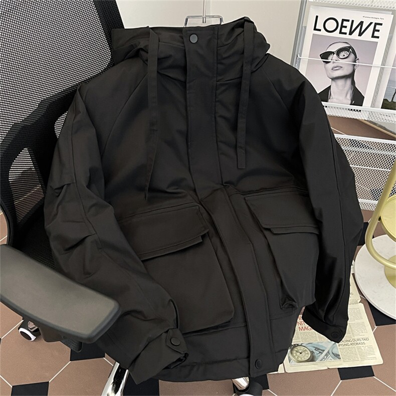 美式潮牌工装棉衣外套2024冬季新款连帽冲锋衣夹克男 W8042-P80图片