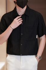 档口大货男士短袖衬衫面料冰丝透气品质衬衣C317-C801-P55，男装衬衫，电商C317