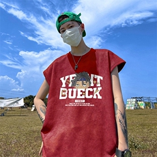 量大优供视频得物直播品220克夏季麂皮绒背心无袖T恤BJ203，男装T恤，电商A486