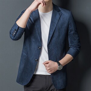 西服男宽松休闲中年男士小西装春秋季抗皱免烫潮流时尚帅气单西图片