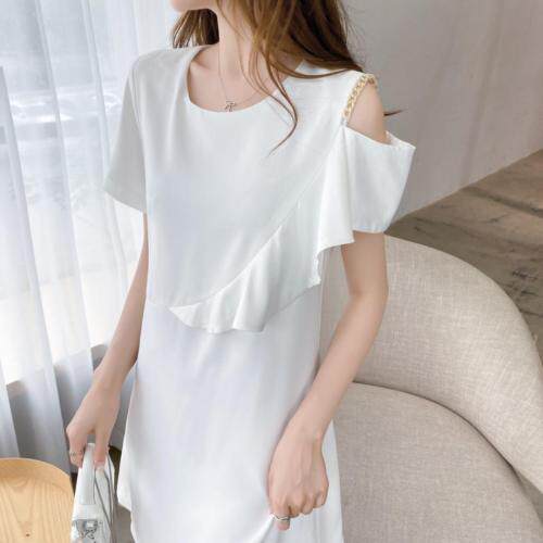 新款赫本荷叶边拼接法式小香风连衣裙，女装连衣裙，炅缇恩