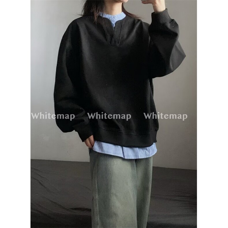 新款假两件拼接圆领卫衣男秋季宽松情侣百搭休闲套头上衣W46,男装卫衣,星座1116A（原606A-3）