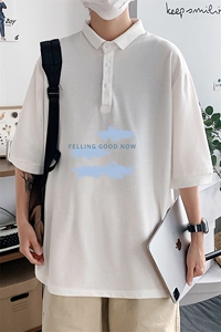 PL57143-P35 翻领短袖polo衫男大码胖子半袖t恤男有领保罗衫 模特图片