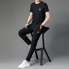 休闲运动服套装夏季2023年新款男装高端帅气潮流两件套衣服男，男装休闲套装，电商B212（原钱塘6029）