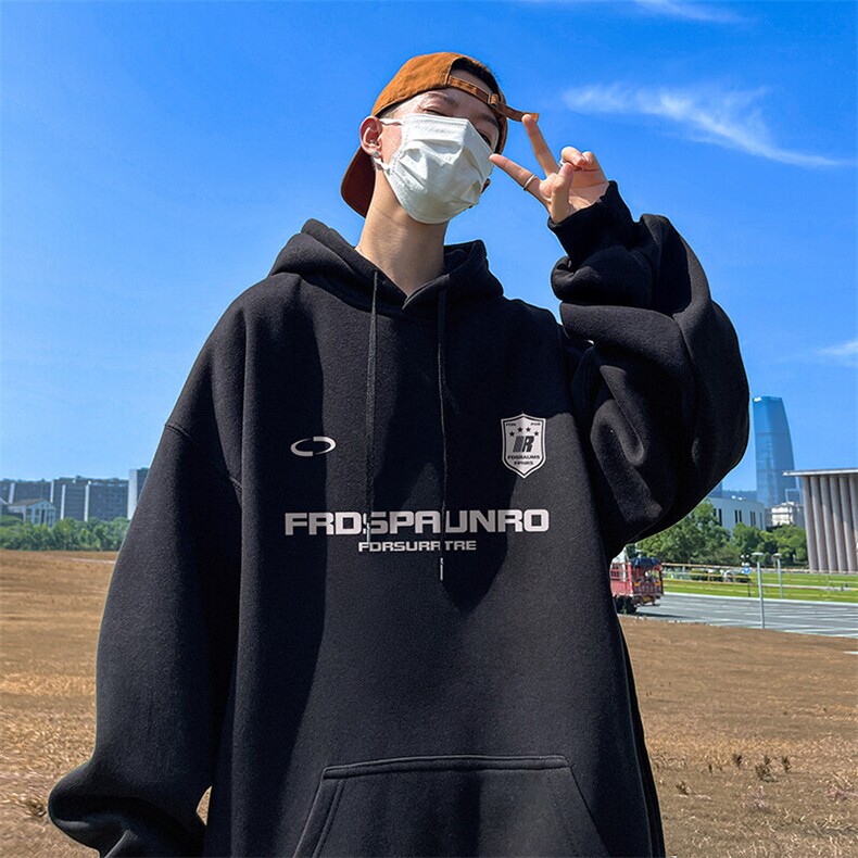 抖音得物供货可提供视频秋冬重磅美式宽松连帽卫衣DL2312,男装卫衣,电商A486