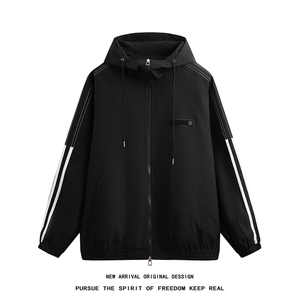 JK5009/P65春装新款连帽夹克男潮上衣感谢织带设计百搭外套图片
