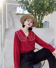 新款春款，海军风丝绵面料衬衣，领子是工艺设计，其它，瑟拉·女人缘