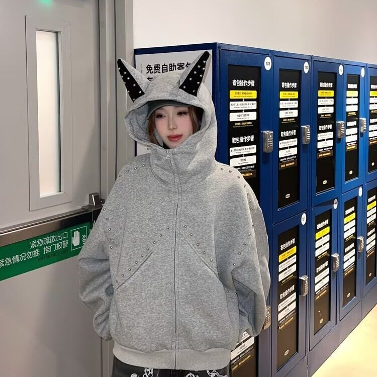 【有货】DHT238-特批55新款卫衣宽松简约连帽卫衣开衫男女同款图片