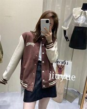 现货秋季新款拼色字母夹克棒球服外套，其它，九月