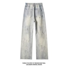 2025秋季新款白底直筒涂鸦牛仔裤M-5XLGK25993-特P40，男装牛仔裤，电商A022