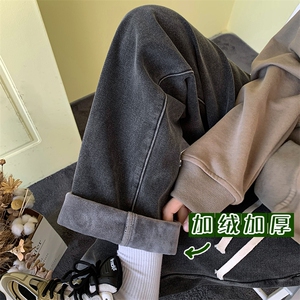 加绒加厚牛仔裤男冬季阔腿长裤子  A080-9291-常规P35加绒P45控68图片