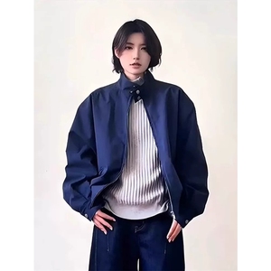 网图有货 藏青色复古哈灵顿夹克立领飞行员棒球服外套男 A337-P70图片