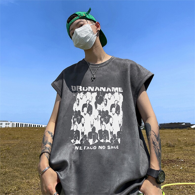 量大优供视频得物直播品220克夏季麂皮绒背心无袖T恤BJ189,男装T恤,电商A486