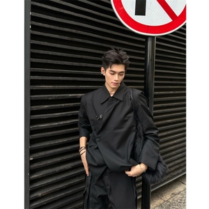 现货自制TWOWUS不对称高级感翻领小西装新中式休闲西服图片