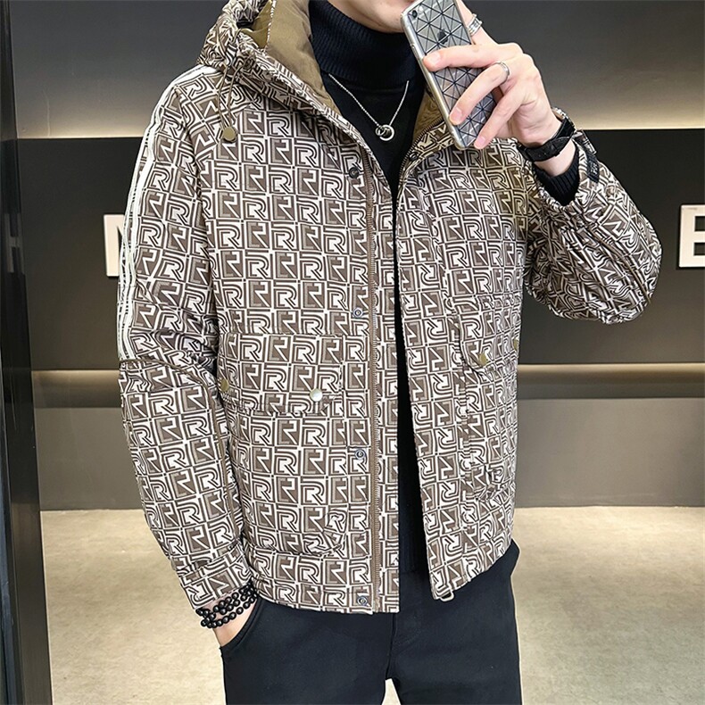 工装字母满印花羽绒服男新款设计感连帽外套A329-YR9865-P185,男装羽绒服,电商A329