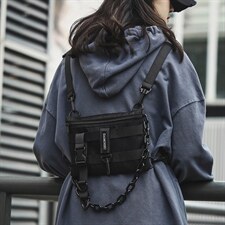 0540胸包休闲个性斜挎包新款嘻哈腰包男潮牌帆布大容量单肩包，鞋类箱包男包，星座510A-2