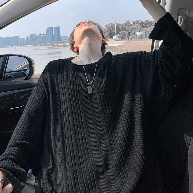 特批P30无差价秋季复古抓毛绒感纹理感大码圆领长袖T恤男T5175图片
