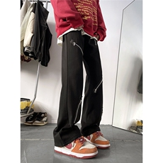 现货~美式高街拉链显瘦微喇叭黑色牛仔裤2XZ502-K721-P55控78，男装牛仔裤，星座502