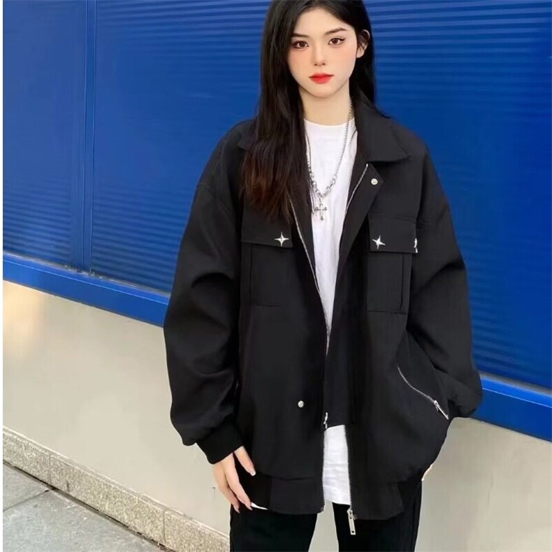 美式复古街头时尚装饰设计男女潮工装夹克宽松休闲百搭情侣外套,男装夹克,星座506A
