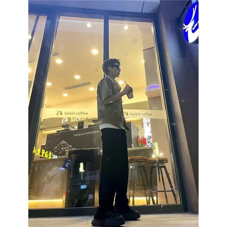 青少年设计感小众拉链外套衬衫男女装夏季新款宽松休闲短袖上衣,男装T恤,星座506A