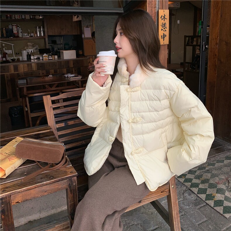 新品米白色风立领羽绒服2C273-1037-P220-K398,女装羽绒服,2C273