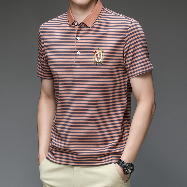2024新款男士短袖t恤衣服中年商务打底衫上衣polo衫HMQ301-P63,男装Polo衫,星座1105-3