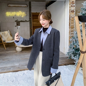 档口现货2025冬装新款韩版休闲西装假两件羽绒服p265-k388图片