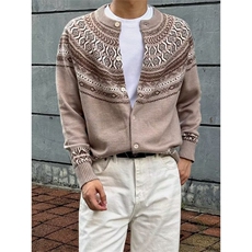 ~老钱风费尔岛北极绒针织开衫毛衣外套W1570/特P62，男装针织衫/毛衣，电商B350