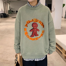 1港风圆领中性情侣潮流大码M-5XL印花加厚毛衣男7693P48加绒P55，男装针织衫/毛衣，星座226-2