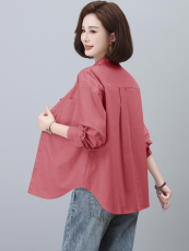 衬衫女大码棉开衫棉长袖9宽松简约时尚春季开衫衬衫，女装衬衫，曼沙奕珂