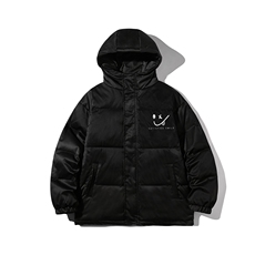 白底标白鸭绒22冬季简约印花保暖连帽羽绒服YR140P225控298，男装羽绒服，电商A247-1