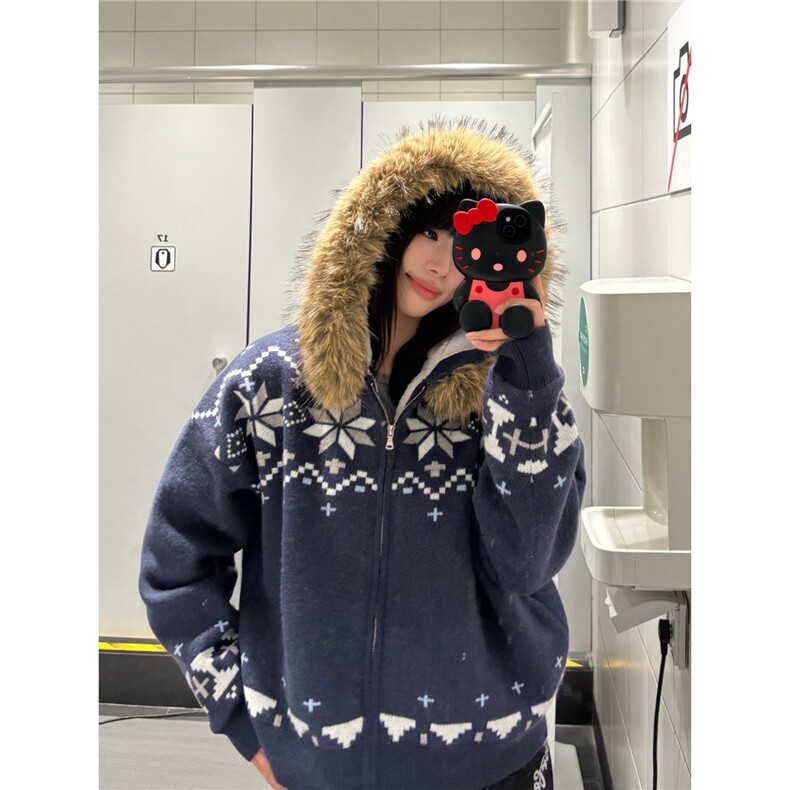 美式复古民族风提花毛领毛衣秋冬新款费尔岛针织衫AMY465-P70，男装针织衫/毛衣，星座208-5