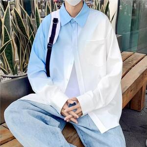 长袖衬衫外套男士春秋季百搭渐变衬衣服港风休闲衬衫 CS117图片