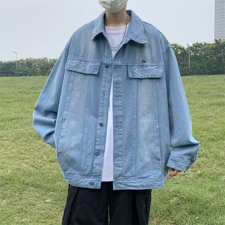 春秋季vintage情侣夹克美式复古做旧休闲工装牛仔外套W5834-P58,男装夹克,星座512-2